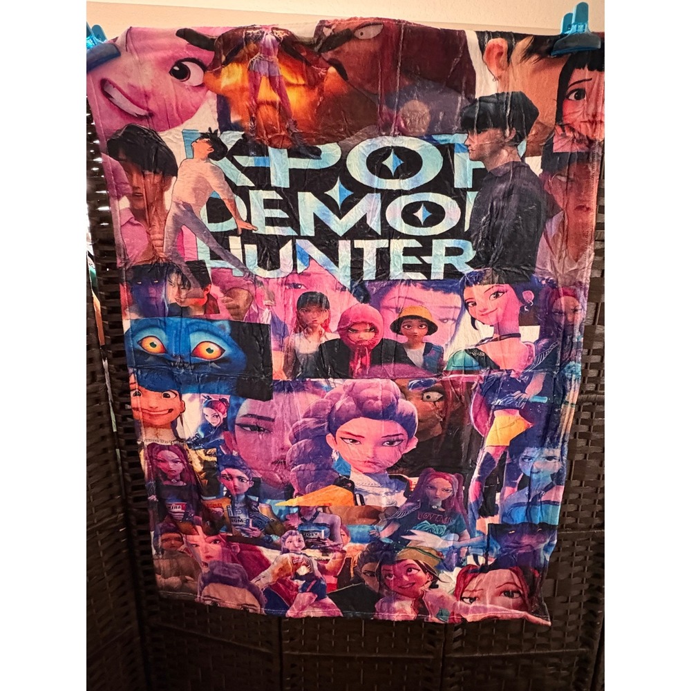 K-Pop Demon Hunters Netflix Animated Film Plush Fleece Throw Blanket Multi Color